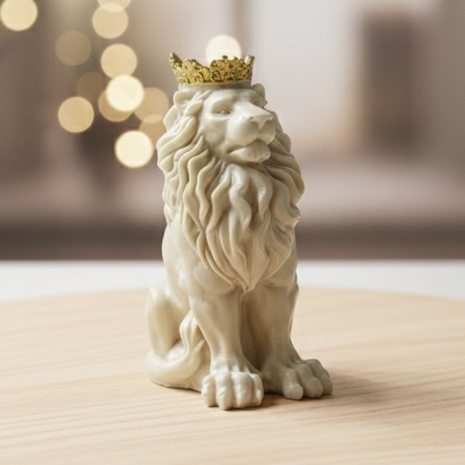 Statue Lion Royal en Résine – Décoration Artisanale de Luxe