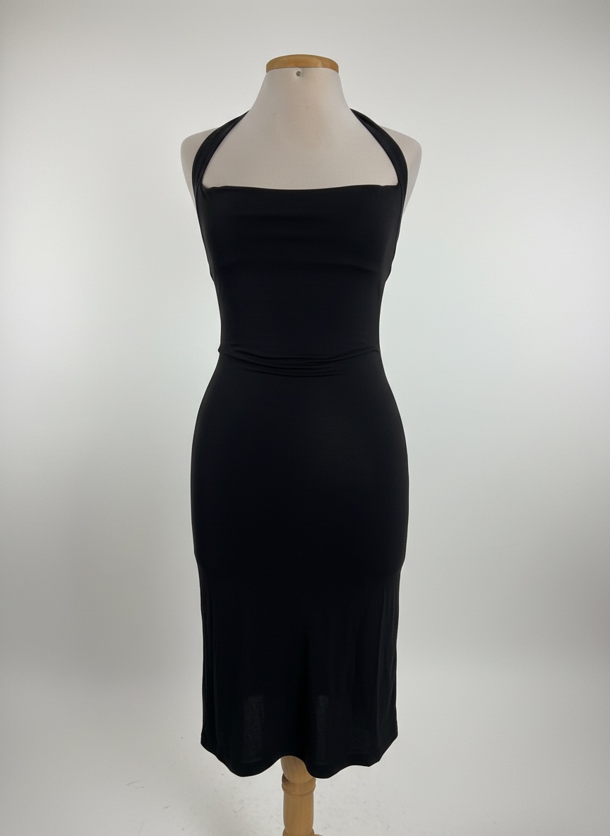 Robe moulante noire - Col halter & Dos nu (Taille S)
