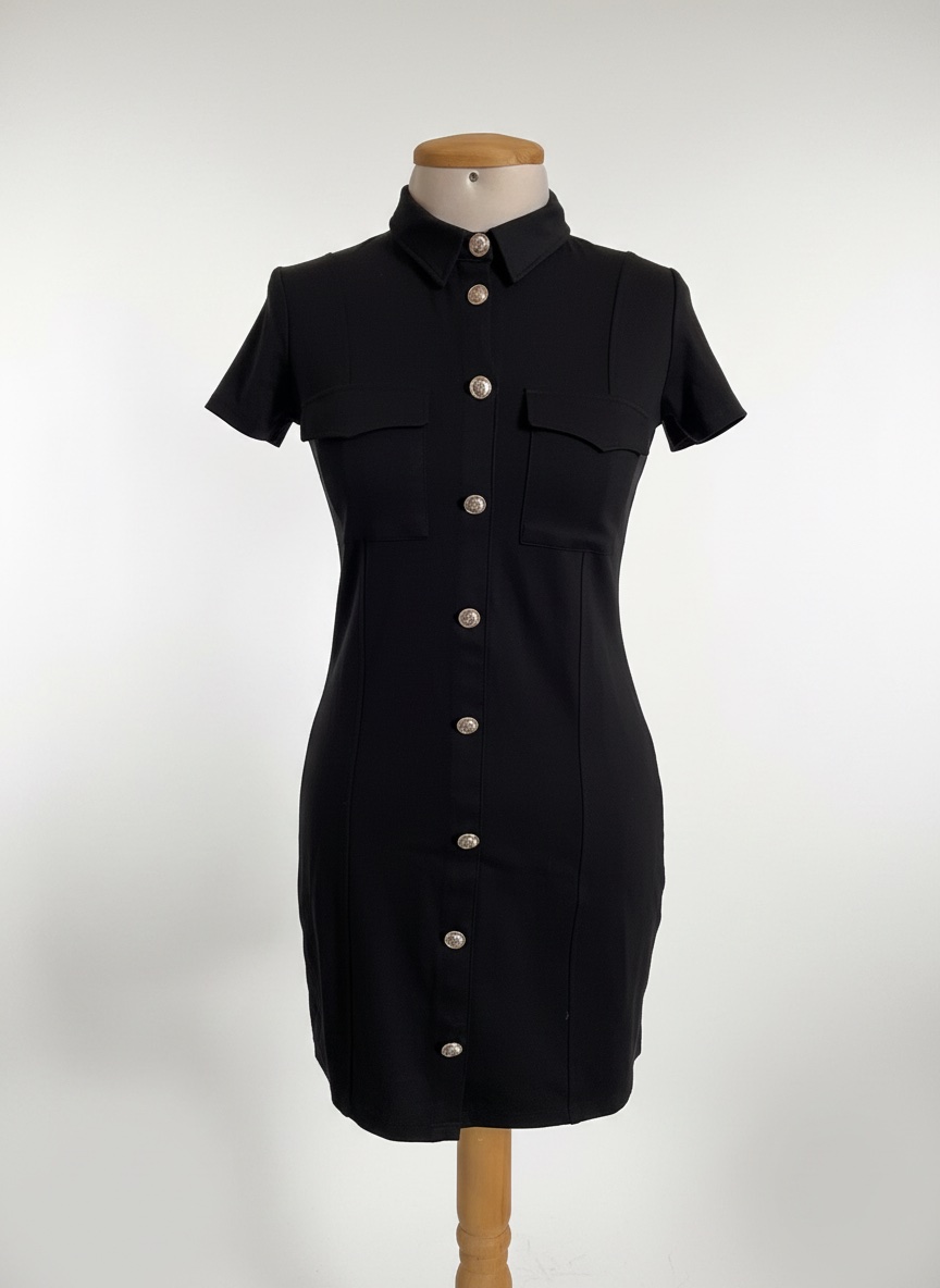 Robe courte noire style chemise Hamadi Abid (HA) - Neuve (Taille 36)⁠