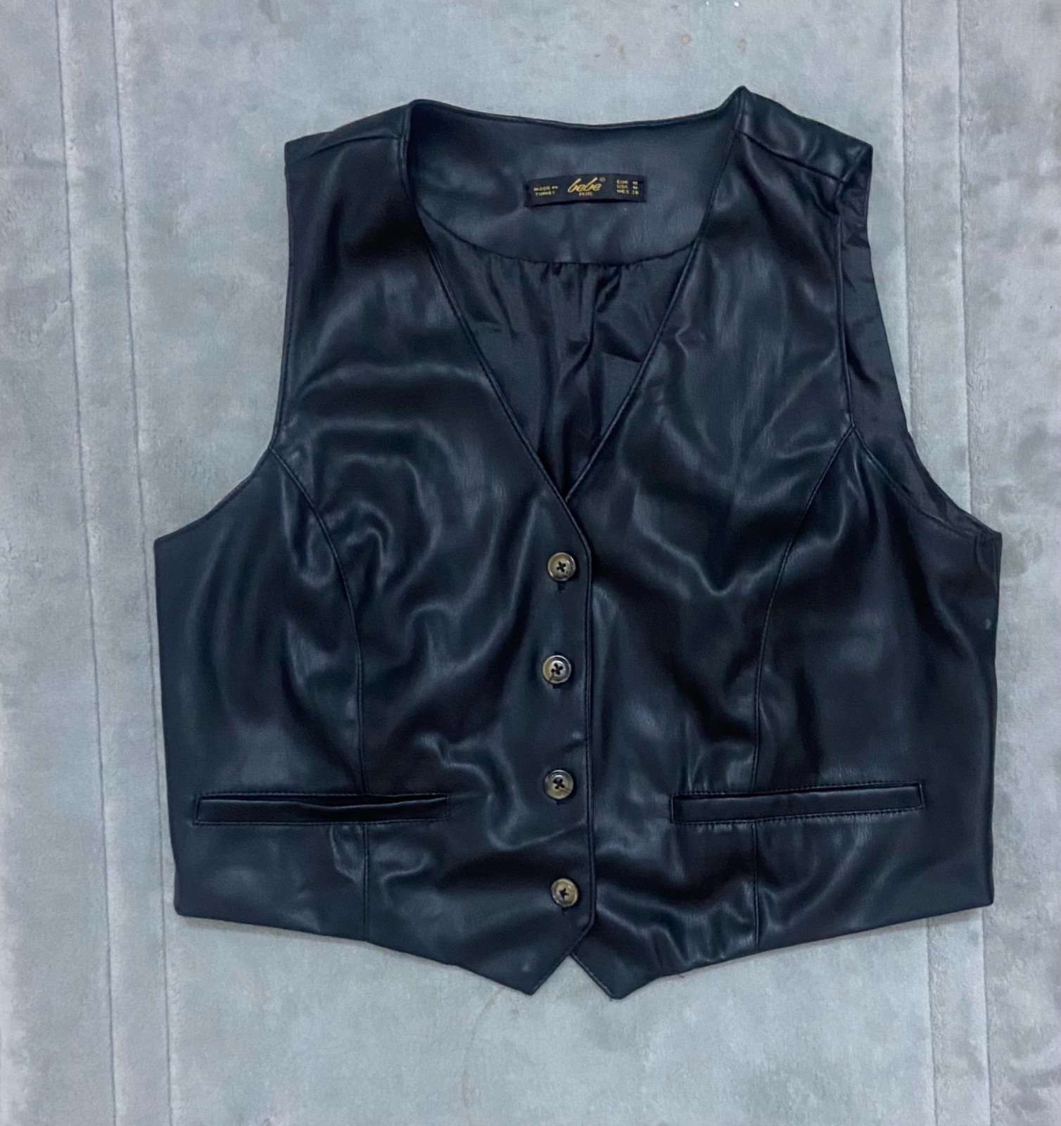 Top sans manche En cuir noir tlabes s 