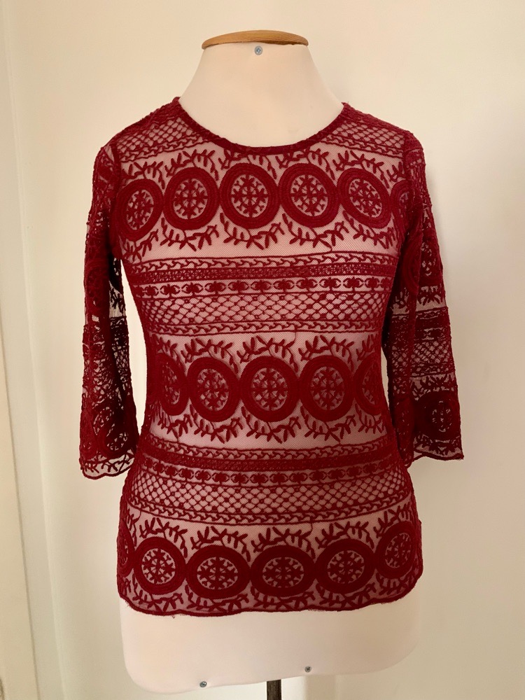 Burgundy Tulle Top