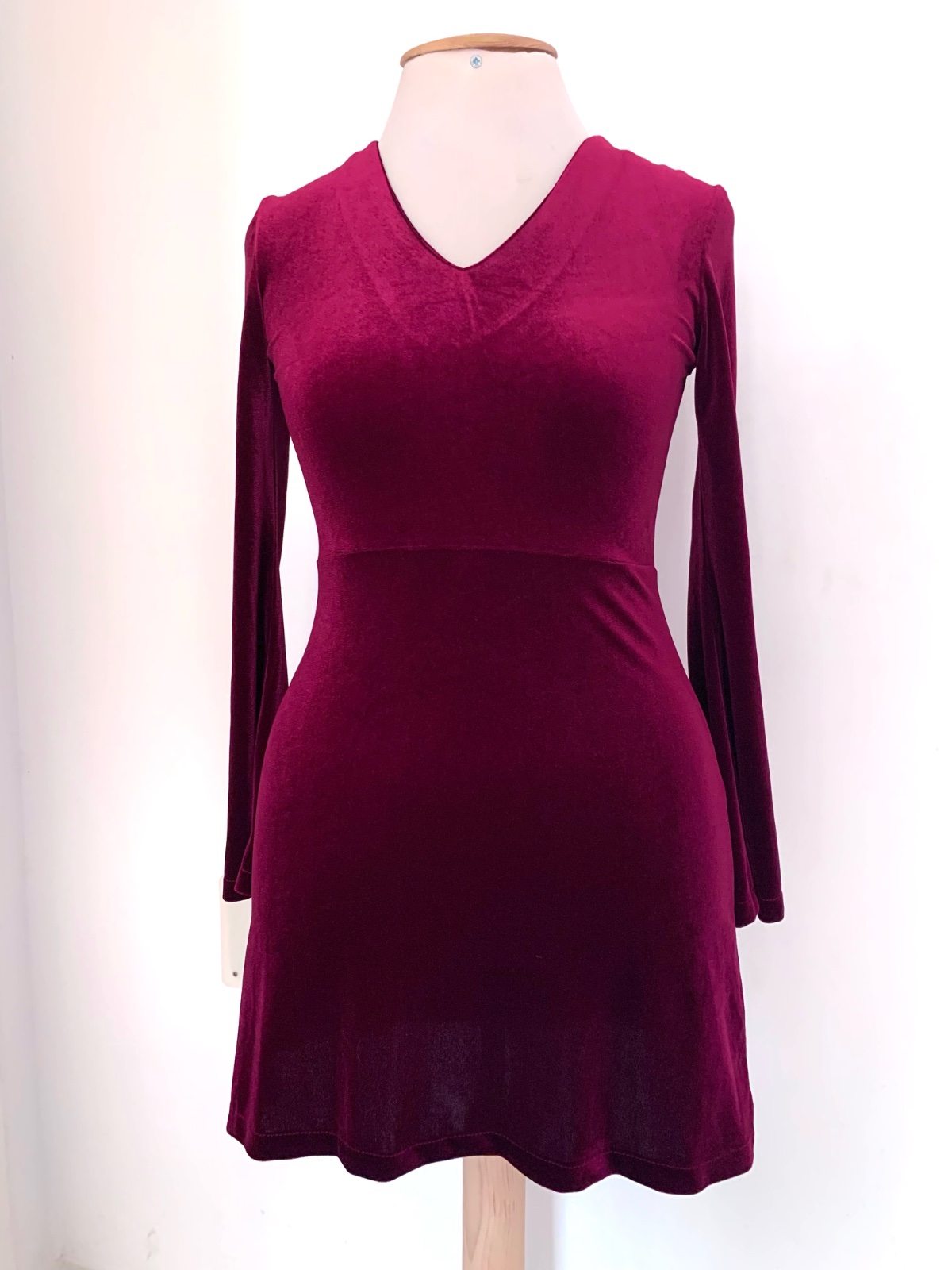 Robe courte velour stretché Bordeau