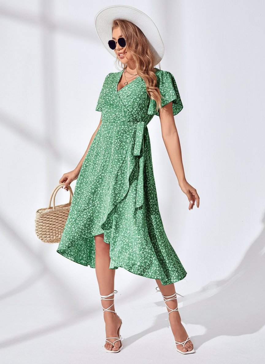 Robe en viscose très fluide portefeuille 