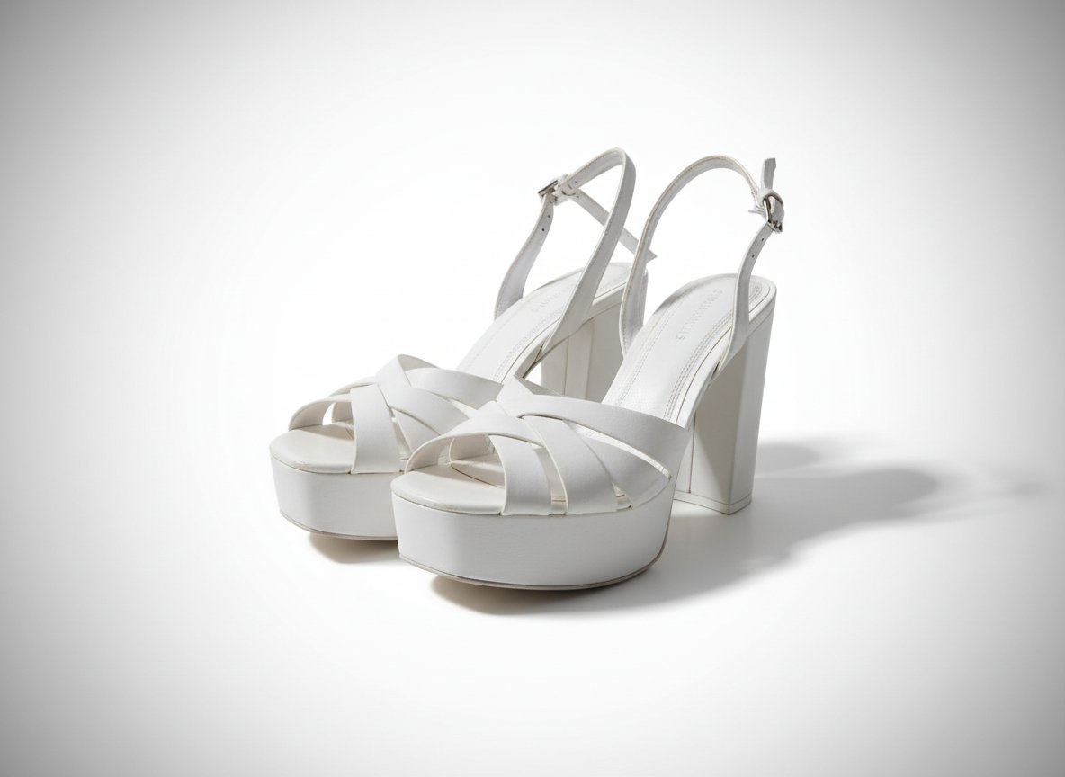 Sandales blanches à talons épais