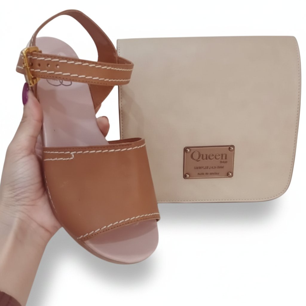 Compnsée en cuir marron