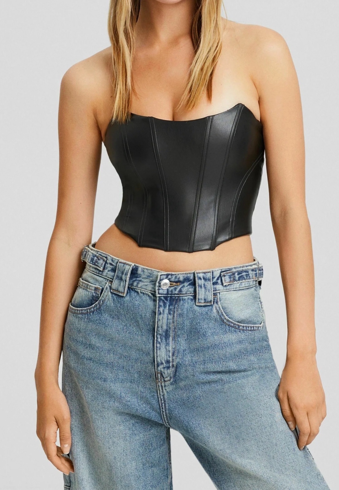 Top  bustier bershka en similicuir 
