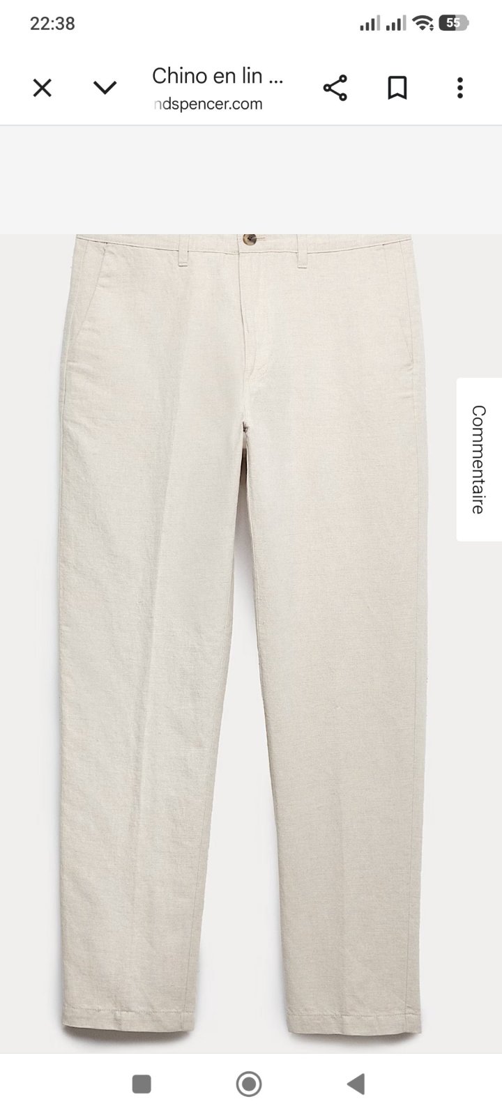 Pantalon MS XL grand 50 lin