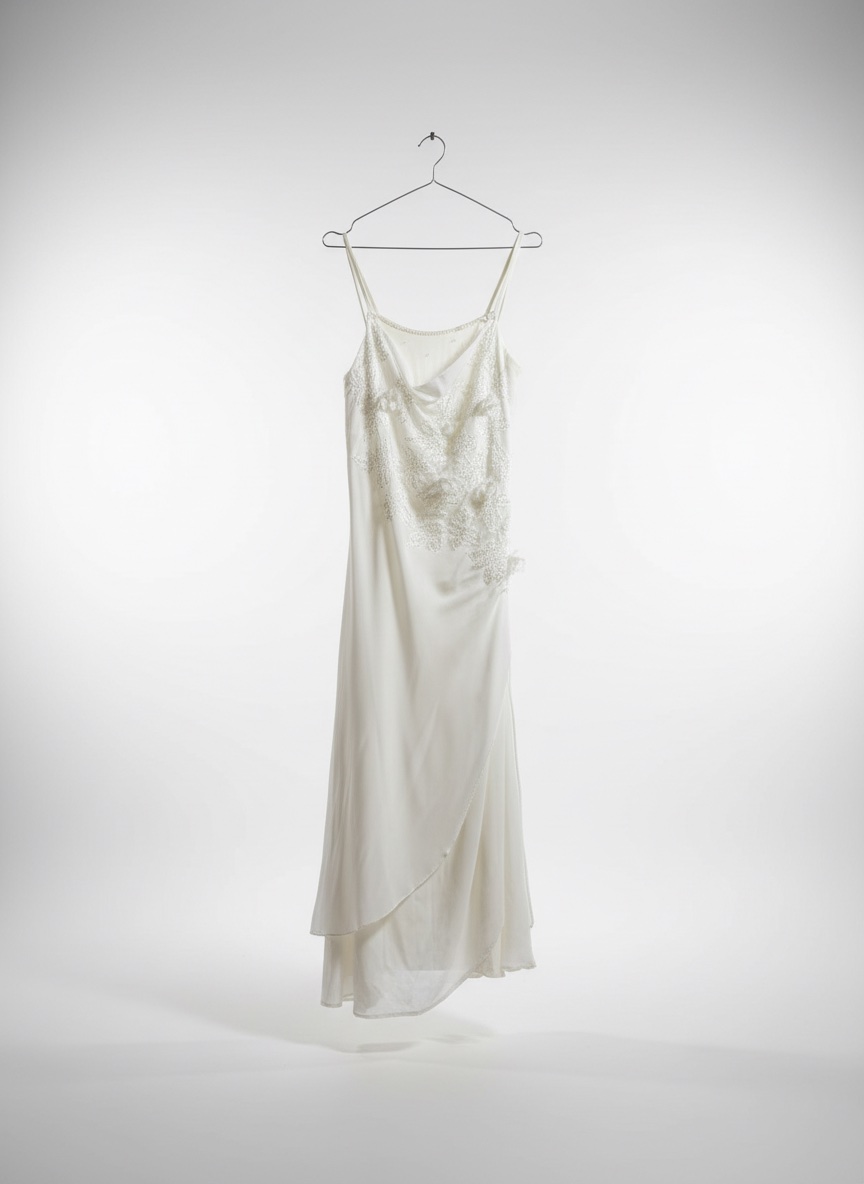 Robe de soirée blanche satinée avec pantalon intégré L/Xl
