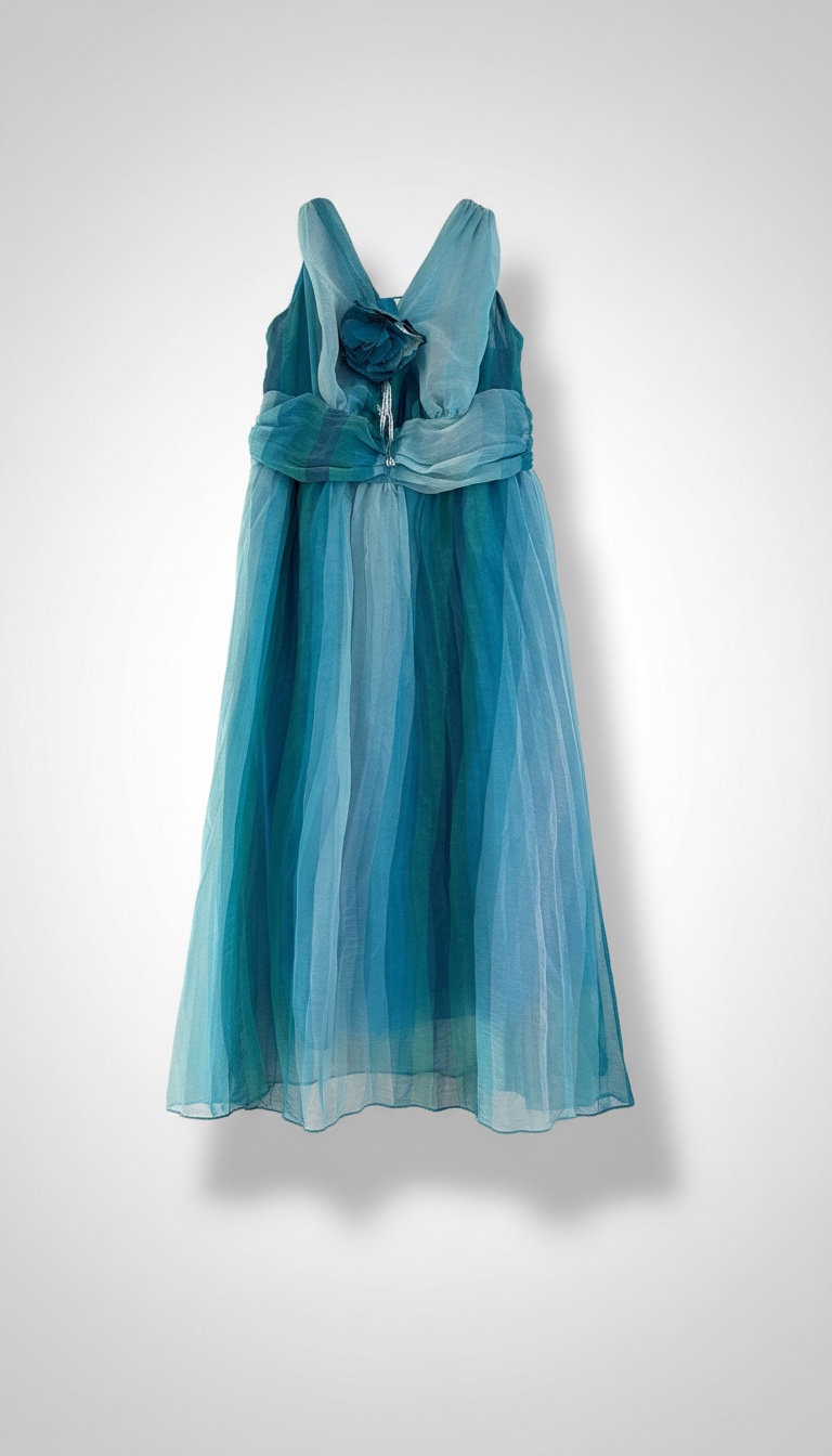 Robe soirée longue bleu azur 