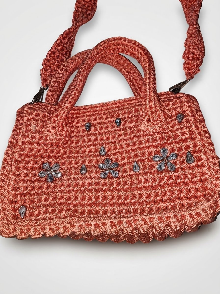 Sac crochet en rose