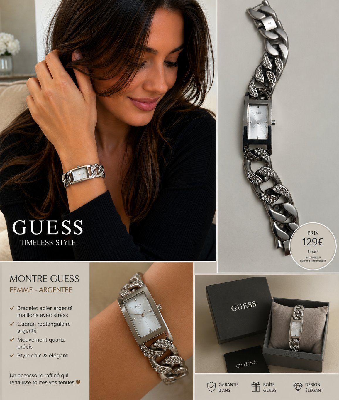 Une montre pour femme GUESS Style Chic&élégant 