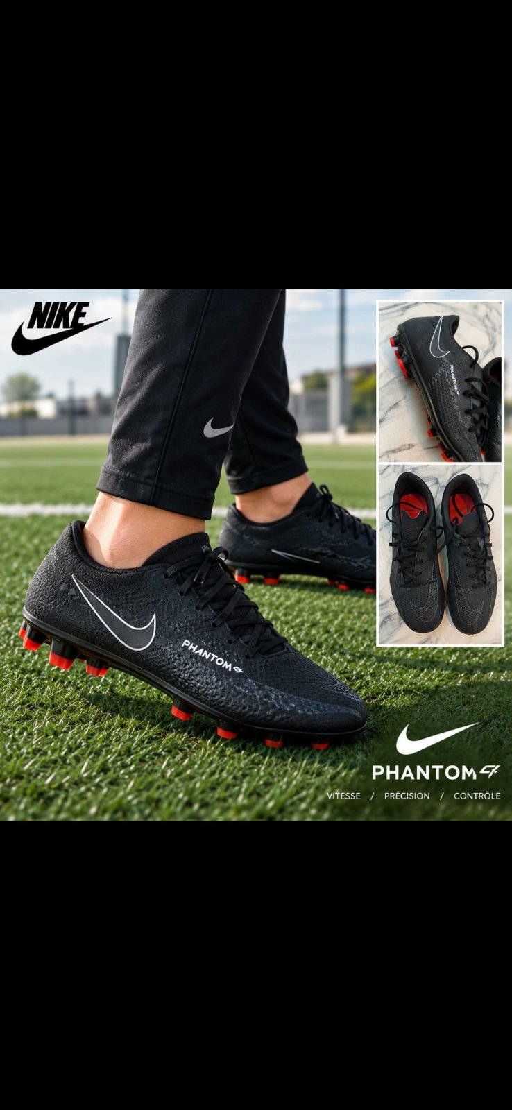 Un confortable crompons Nike Phantom 🖤❤️✨️
