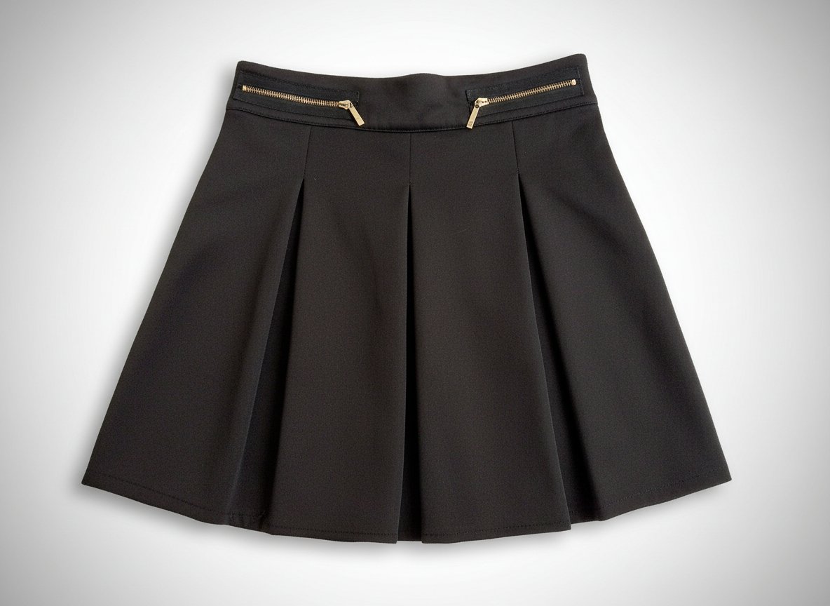 Jupe courte plissée noire avec détails dorés