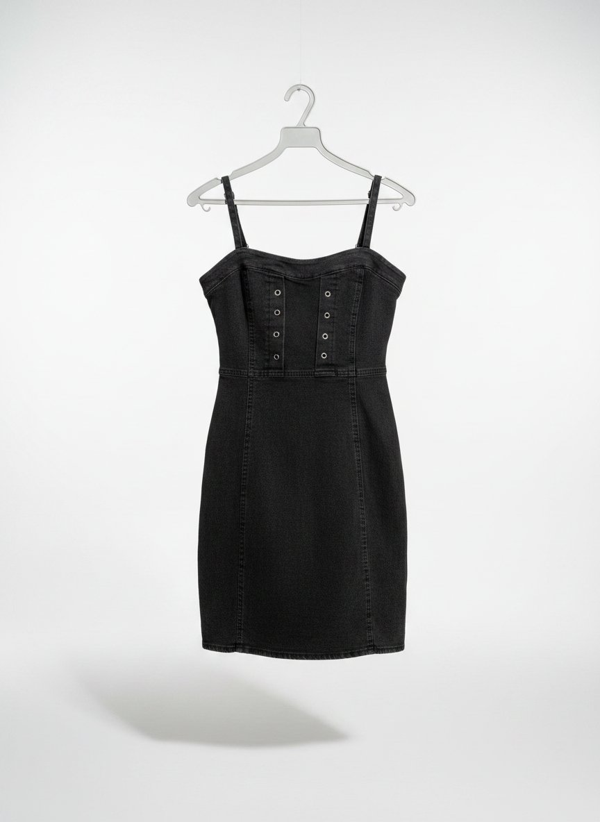Robe en jean noir style bustier