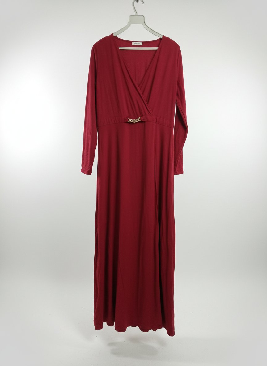 Robe longue bordeaux col cache-cœur
