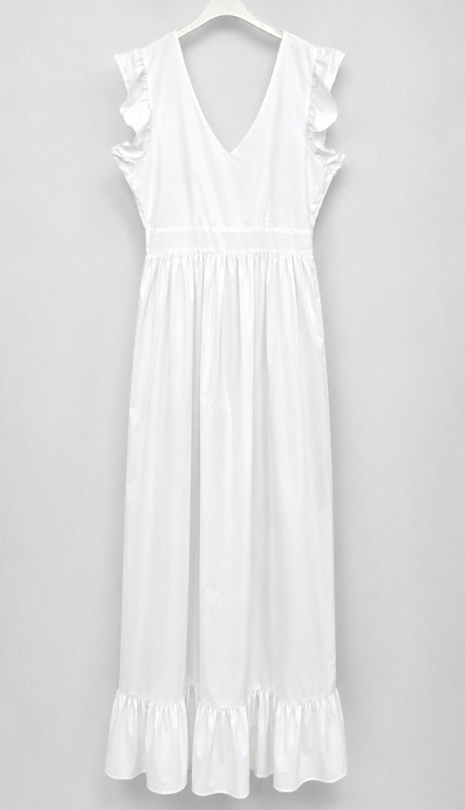 Robe blanche longue à volants