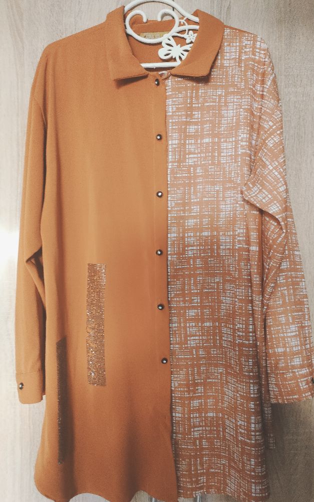 Chemise orange 🧡 grande taille ( taille 50) tissu fluide 