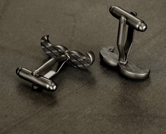 Boutons de Manchette Laiton Gris Souris Moustache