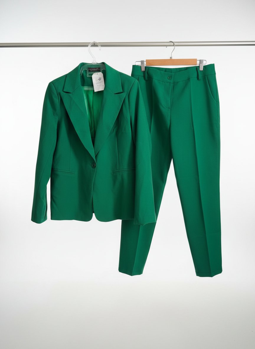 Ensemble blazer+pantalon vert