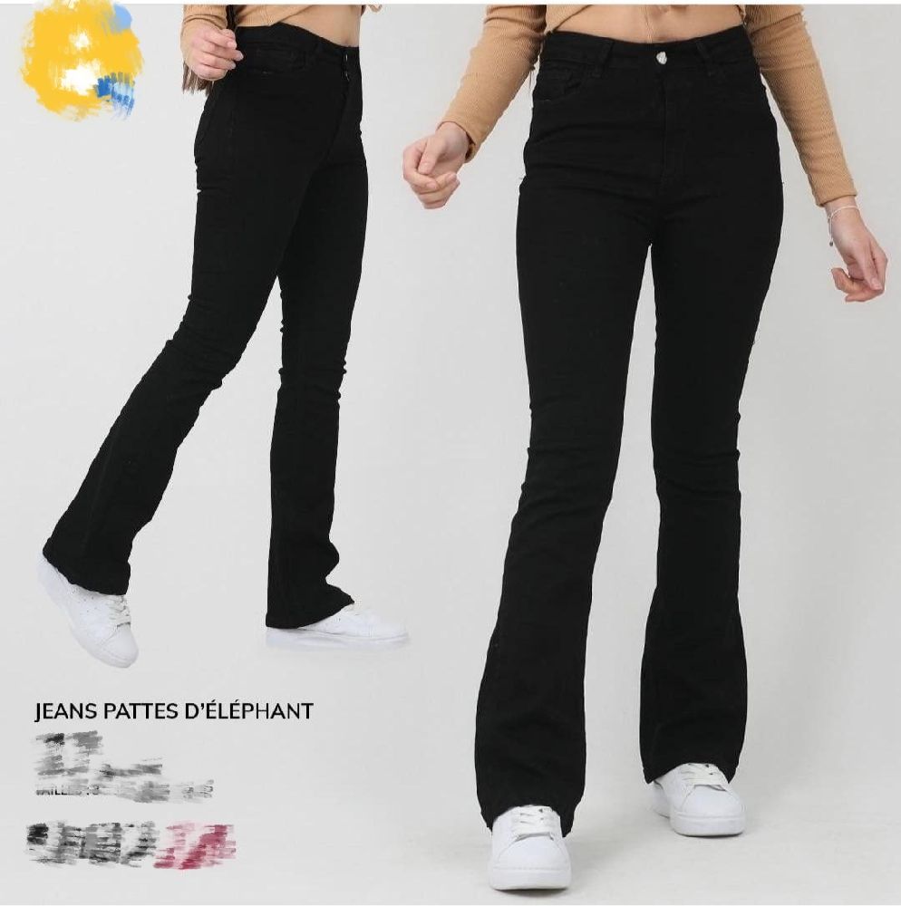 pantalon pattes éléphants djean noire taille 38