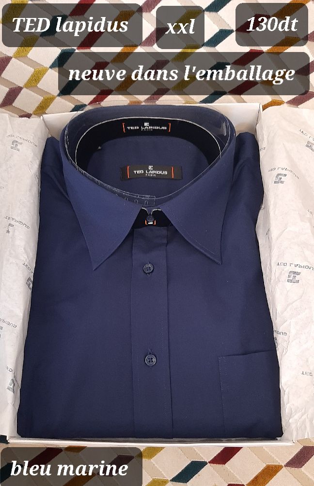 Chemise ted lapidus neuve dans l'emballage bleu marine taille xxl