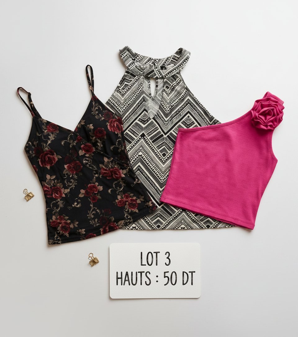 🚨 FLASH SALE : Lot de 3 Hauts Tendances - 45 DT seulement ! 🚨