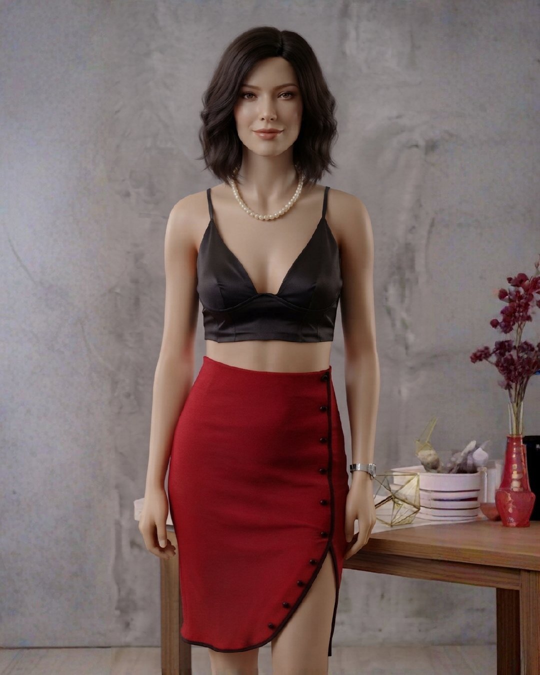 Ensemble Chic Top et Jupe Fendue Boutonnée