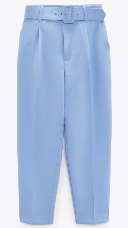 Pantalon Taille Haute Bleu Ciel avec Ceinture