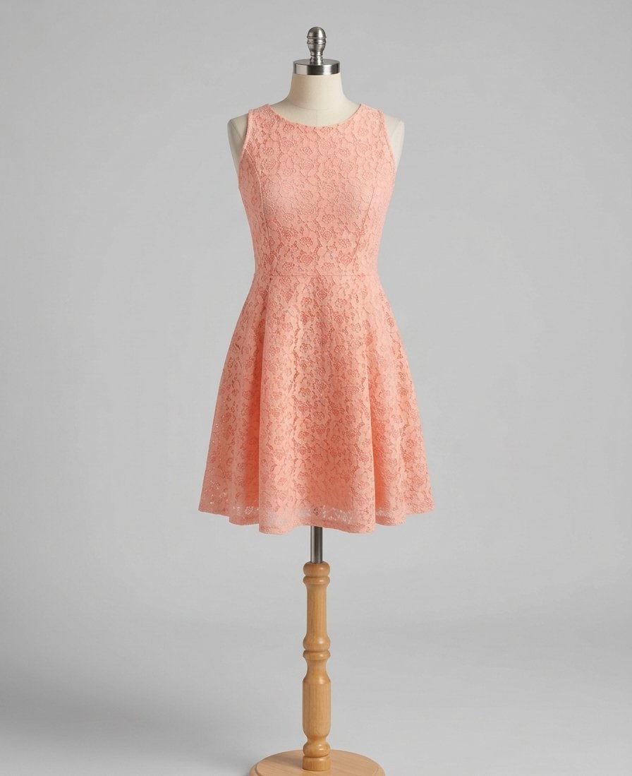 ​🌸 Robe Patineuse en Dentelle – Rose Pêche