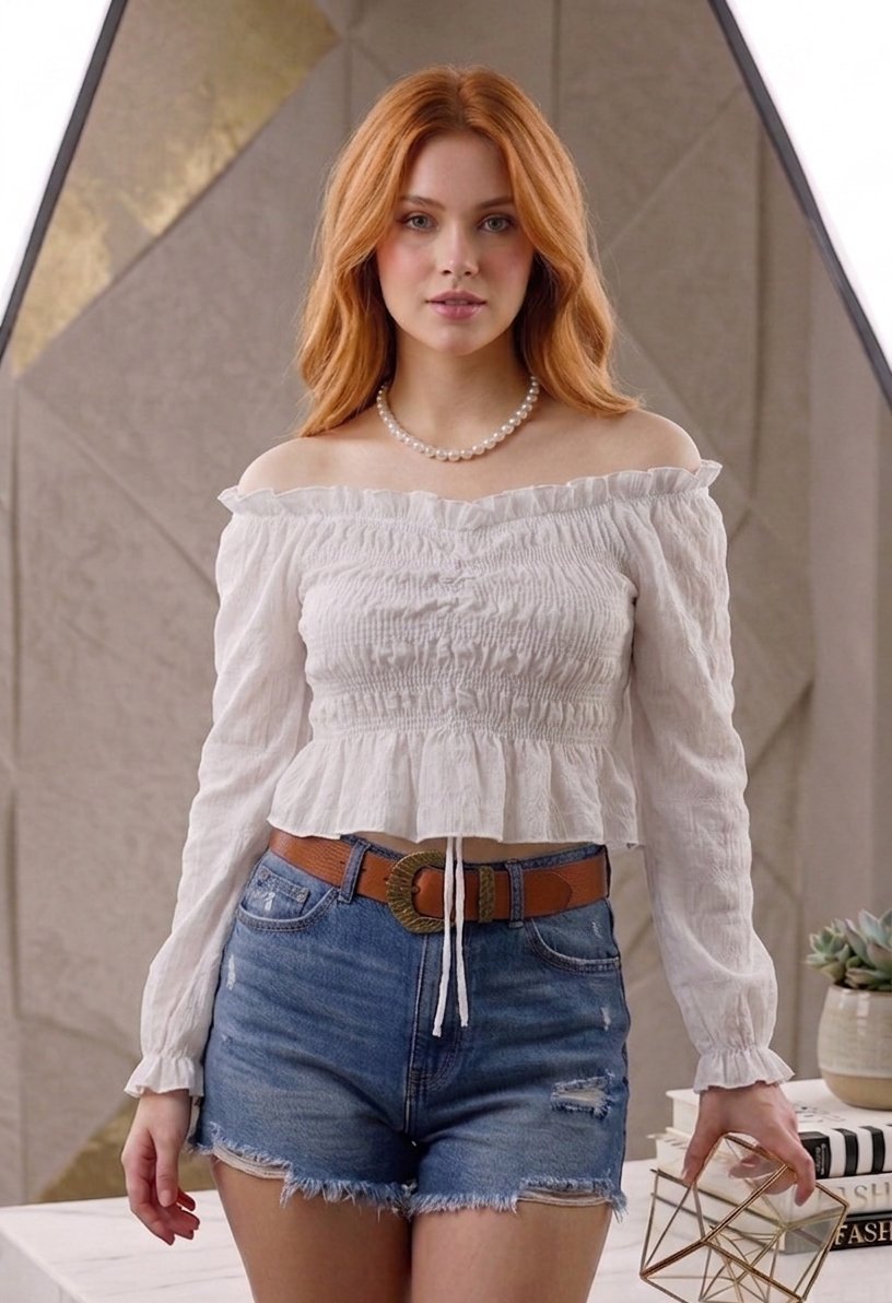 White Smocked Off-the-Shoulder Peplum Blouse 🕊️