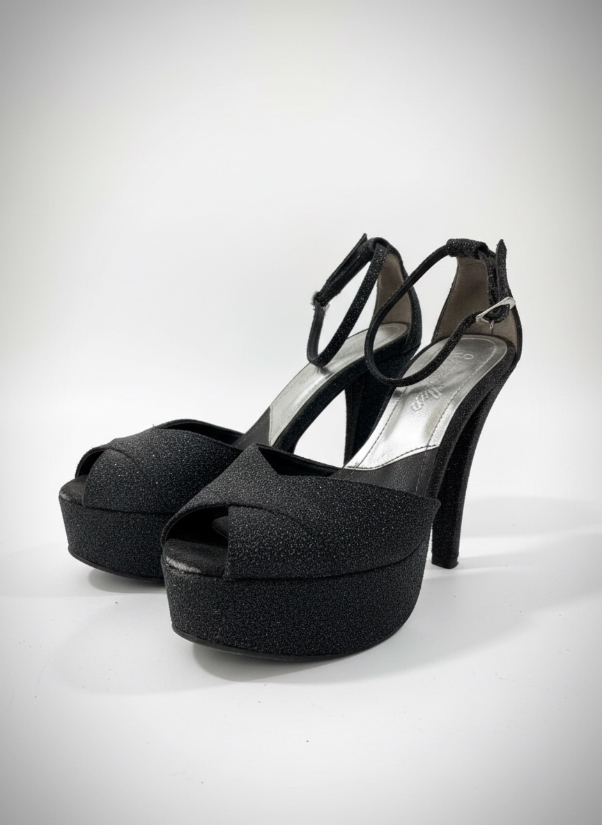 Sandales Cendrillon noires à paillettes, l'allure parfaite pour vos soirées ✨