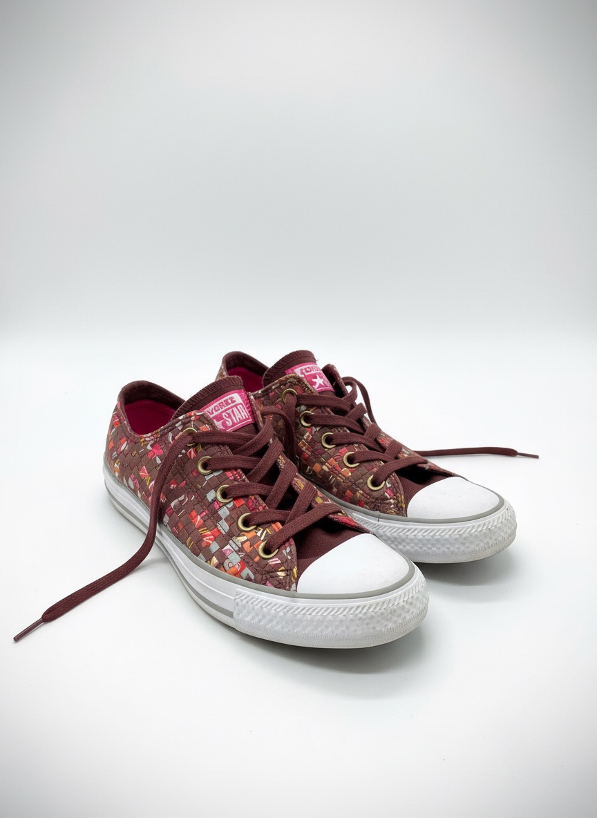 Converse All Star bordeaux à fleurs