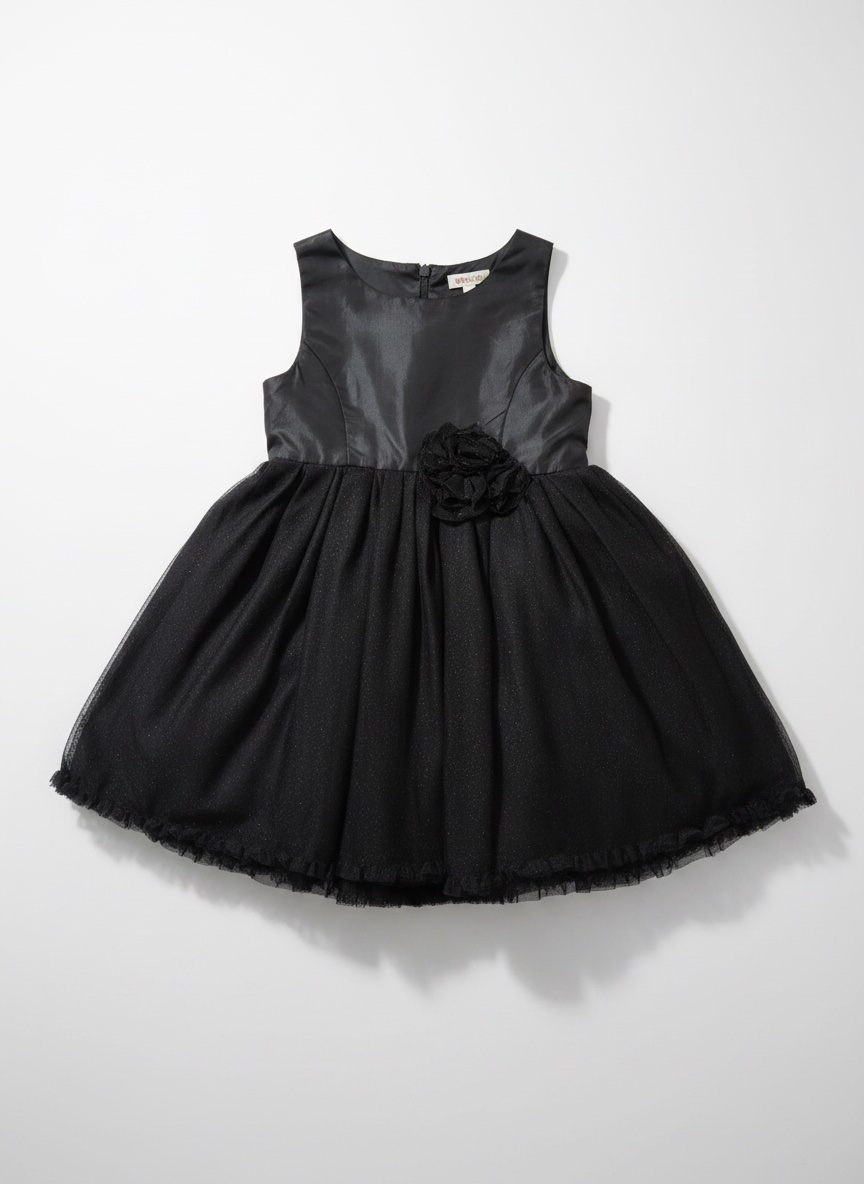 Jolie robe de fête fille noire en tulle pailleté ✨