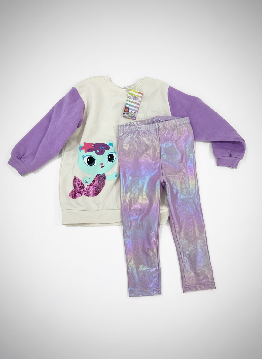 Ensemble survêtement fille hibou à sequins magiques - Neuf avec étiquette ✨