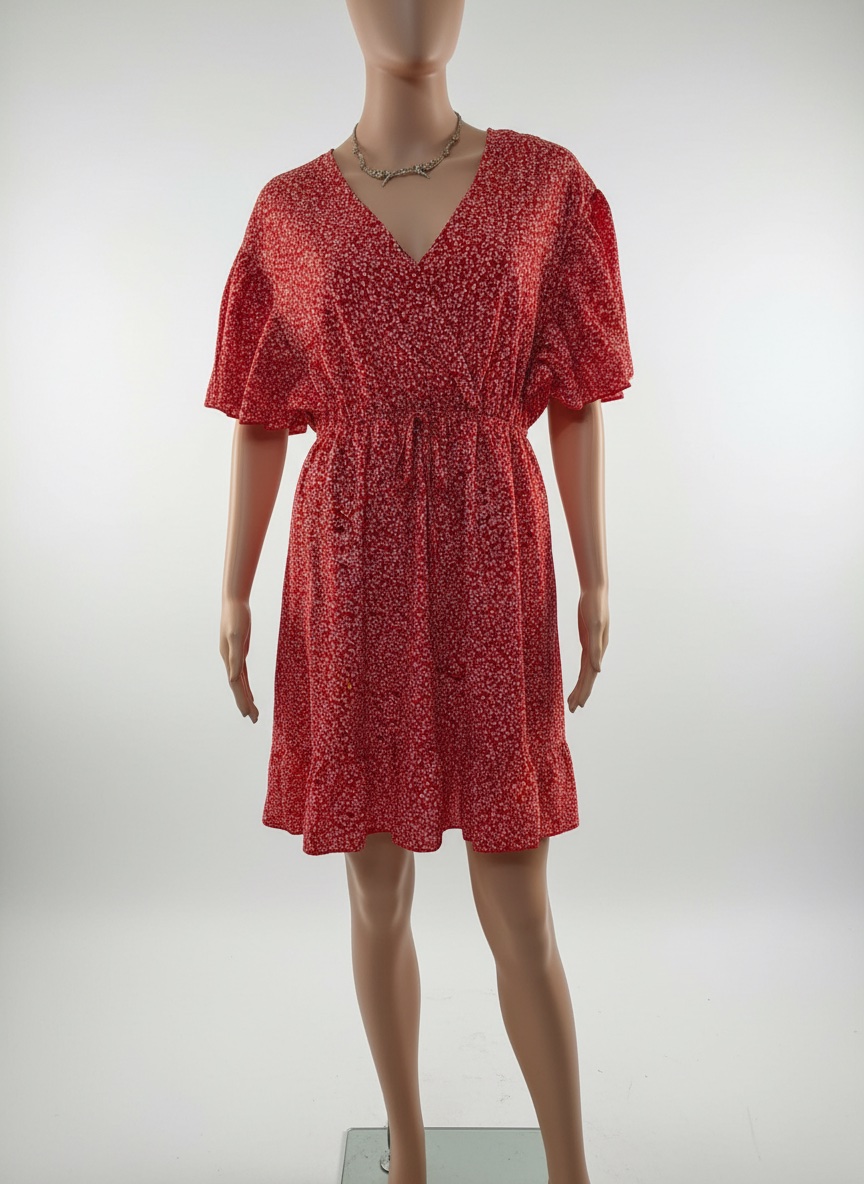 Robe rouge fleurie 