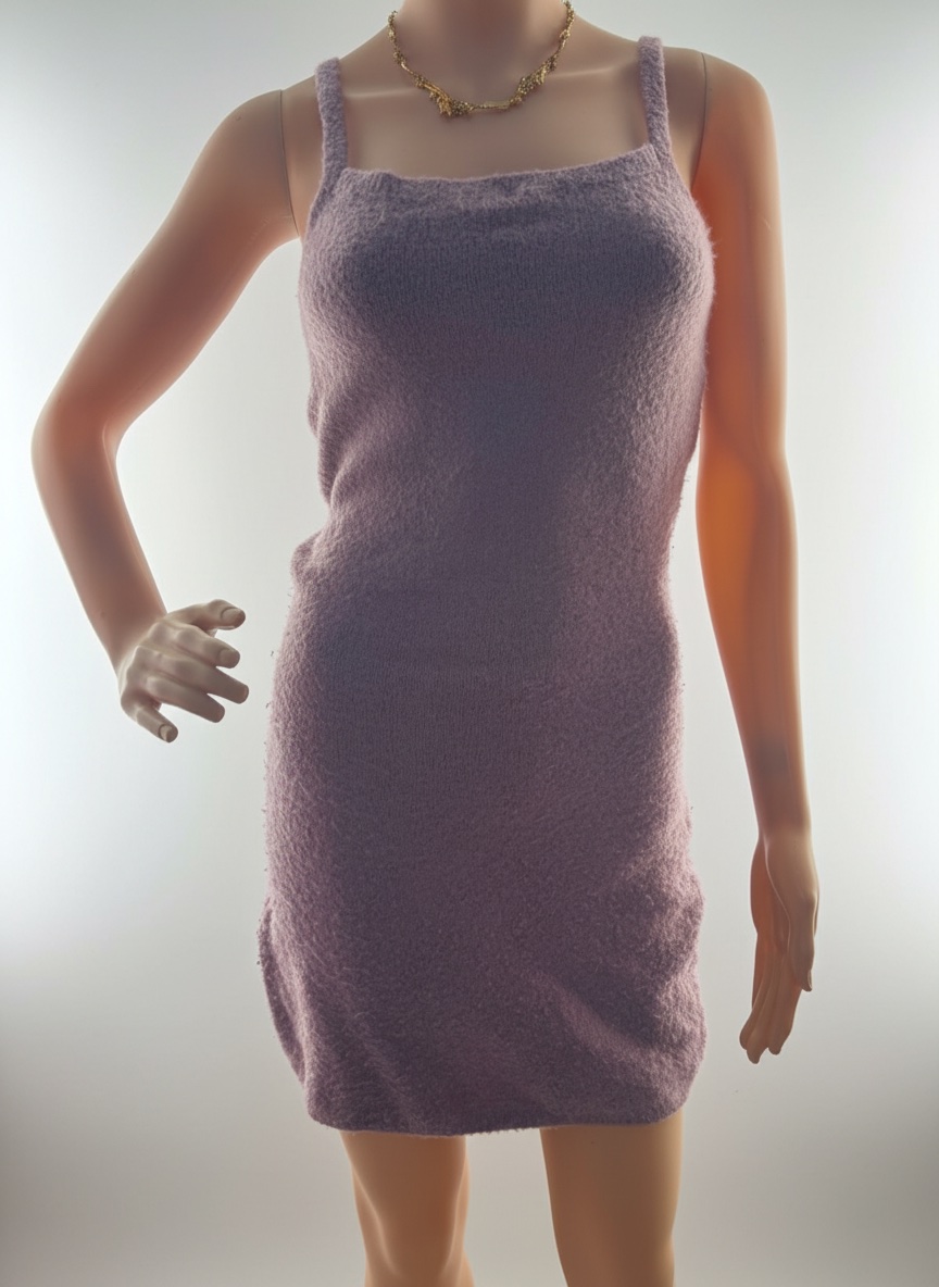 Robe mini en maille mauve