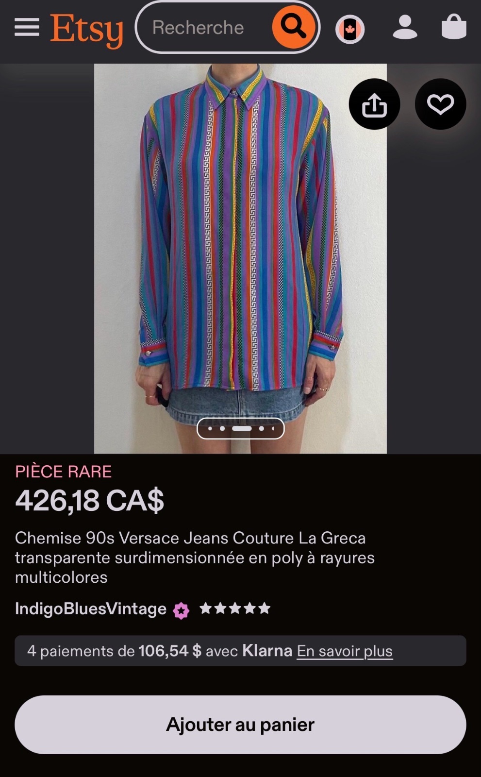 Chemise femme taille L versace  
