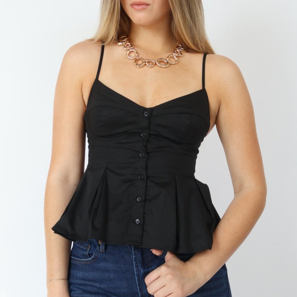 Haut noir de style corset