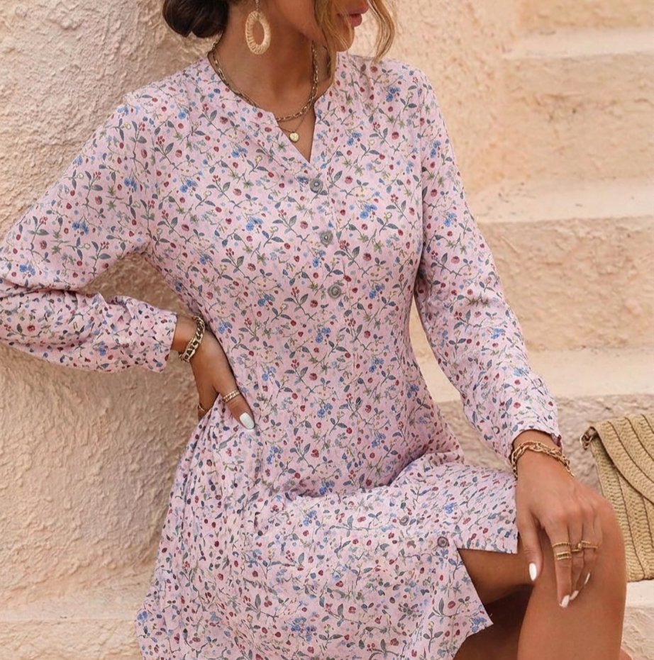 Robe Rose Fleurie M/L