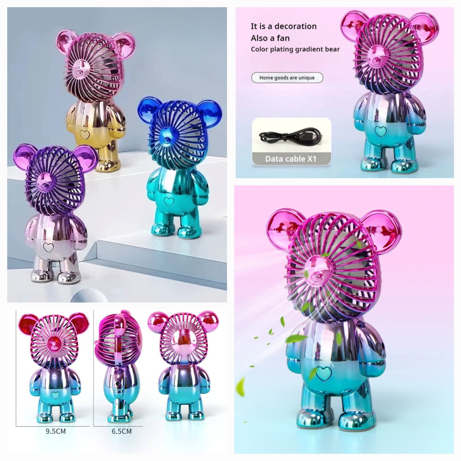 Mini ventilateur en forme d'ours arbore