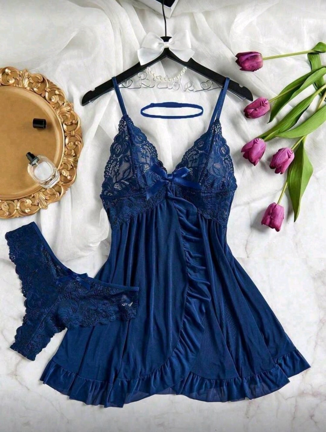 Set de lingerie bleu marine