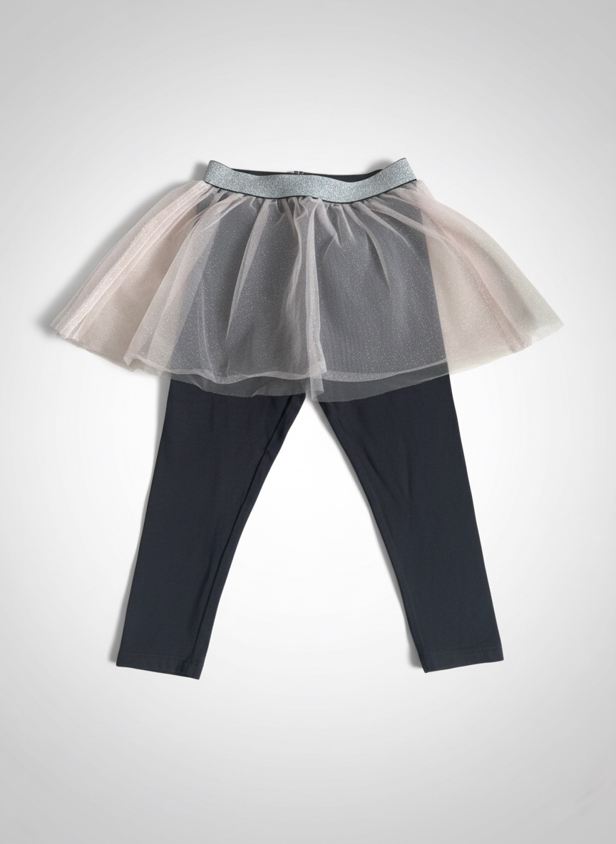 Legging LINDEX gris foncé avec tutu rose clair 1,5/2 ans