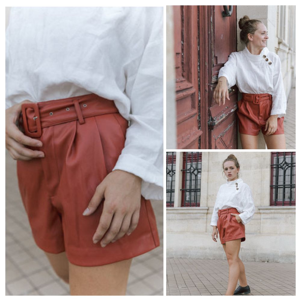 short ZARA terracota en similicuir taille L/40