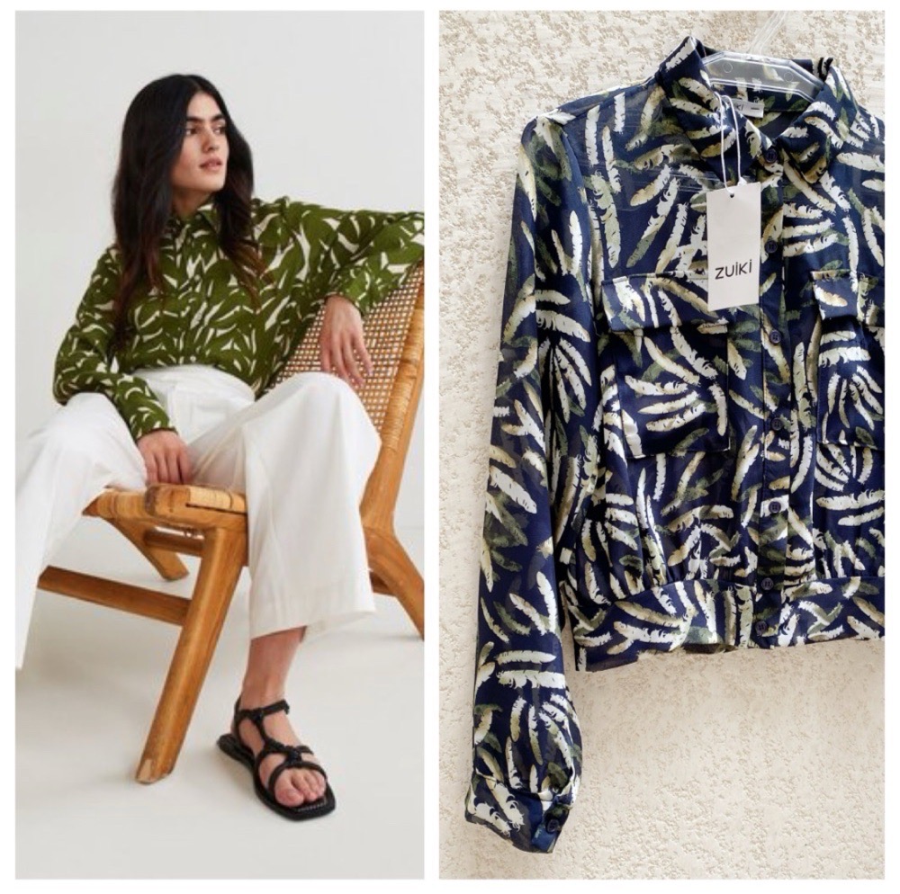 Blouse foulard à motifs plumes taille S/36  neuve avec son étiquette
