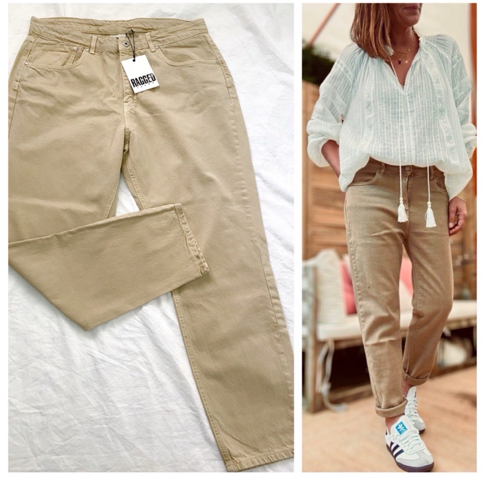 je vends ce pantalon jean mom fit beige /camel clair taille 44/XL neuf  