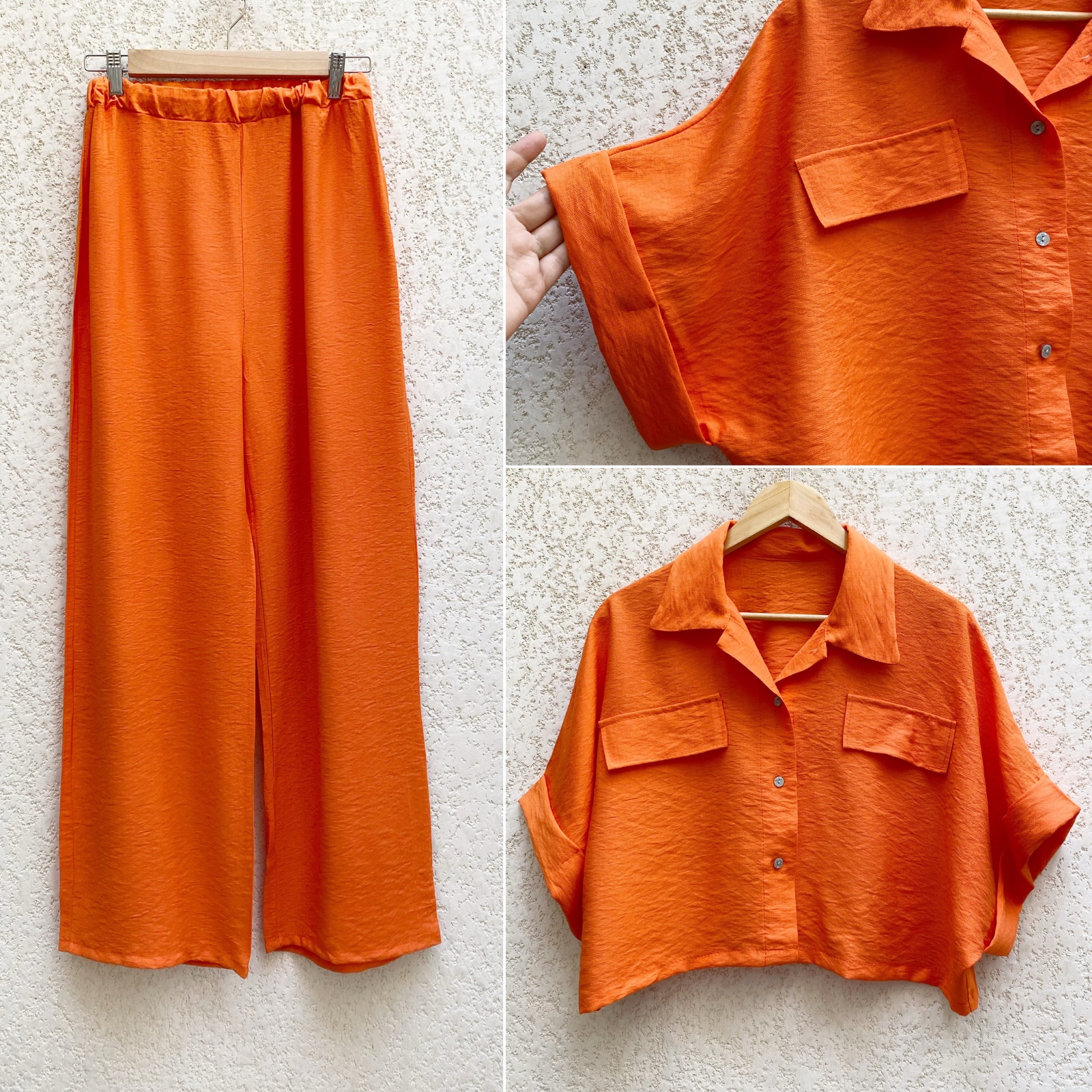 Set orange pantalon et chemise en 95% viscose taille S/M en parfait état