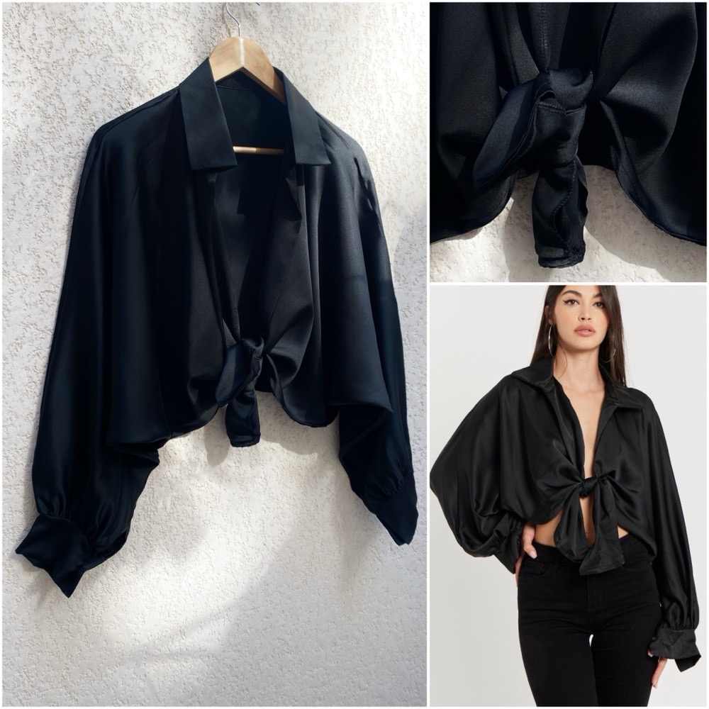 chemise à nouer noire taille unique convient à un 38/40/42 neuve jamais porté