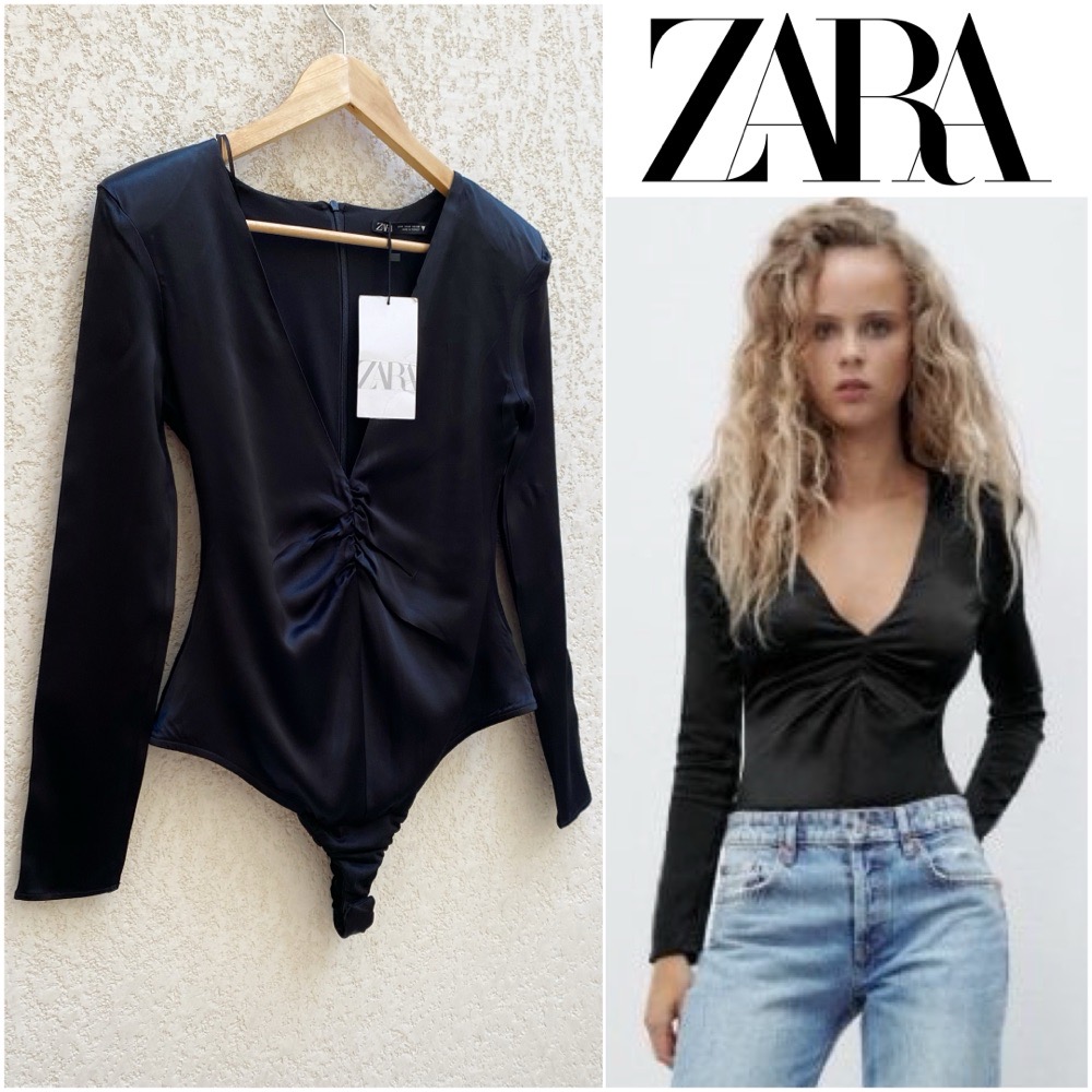 Bodysuit ZARA noir satiné élastique taille M/38 neuf avec son étiquette