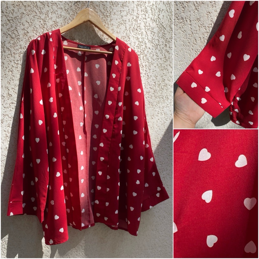 Kimono rouge à motifs coeurs SHEIN curve taille 42/44 tout neuf
