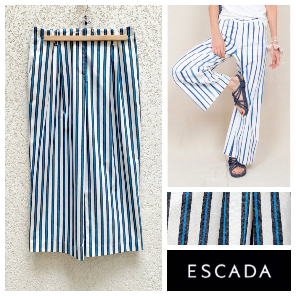 Pantalon à rayures bleues et grises ESCADA taille 44/XL en excellent état